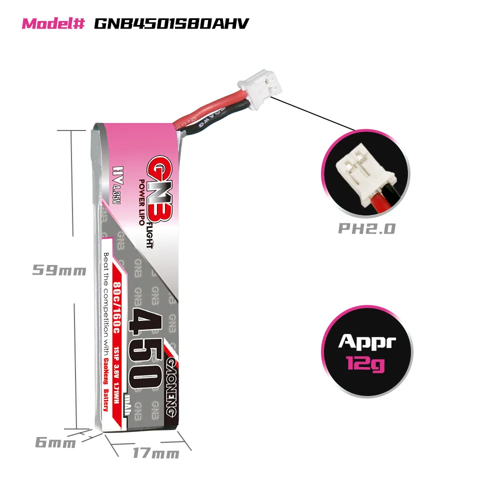 GAONENG GNB 1S 450mAh 80C/160C - Drone Battery Li-Ion ulasan dan harga