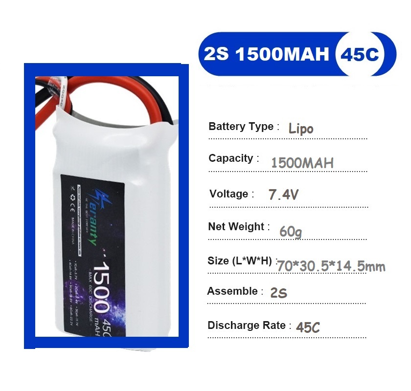 2PCS 7.4V Lipo 2S Battery 1500 - Drone Battery Lipo ulasan dan harga